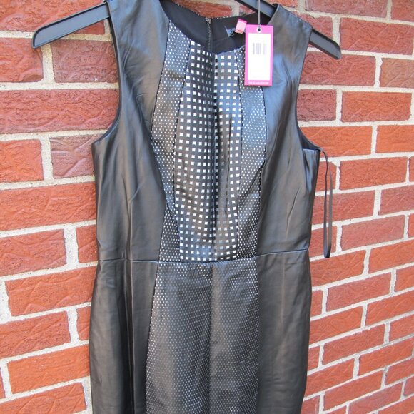 NWT Vince Camuto Faux Leather Cut-Out Dress - 6 - Picture 1 of 15